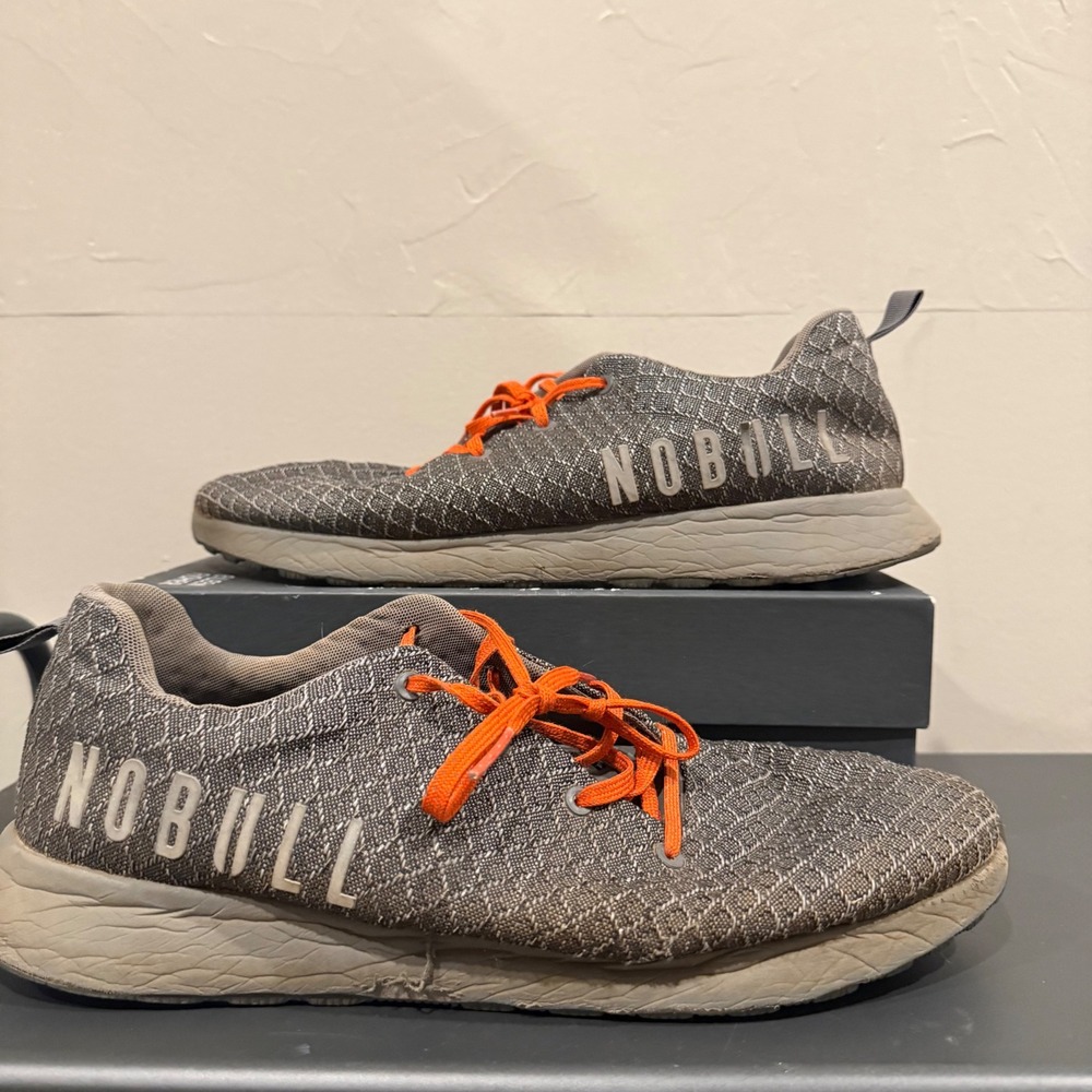 NOBULL Ripstop Runner Mens Training Shoes Grey Brown Orange Laces Size 12.5‎